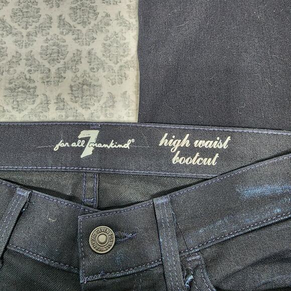 7 For All Mankind Dark Wash High Waist Bootcut Jeans Size 28 - Picture 3 of 4